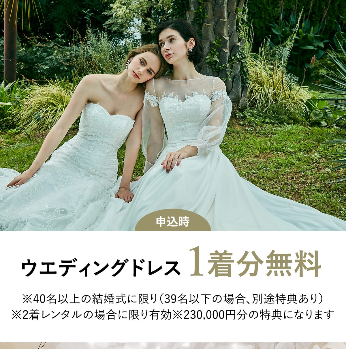 ウエディングドレス1着分無料